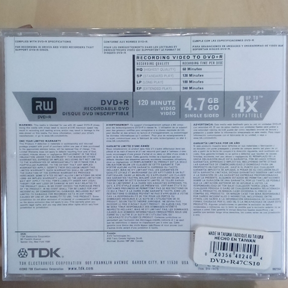 2/$20 NEW TDK 4x DVD+R 10 Pack - Picture 3 of 5